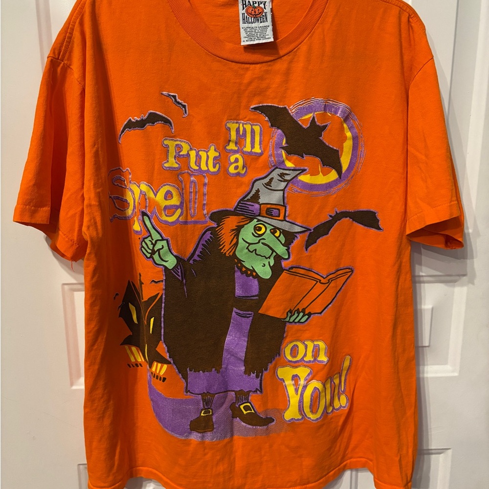 Orange Halloween Witch Graphic T-Shirt